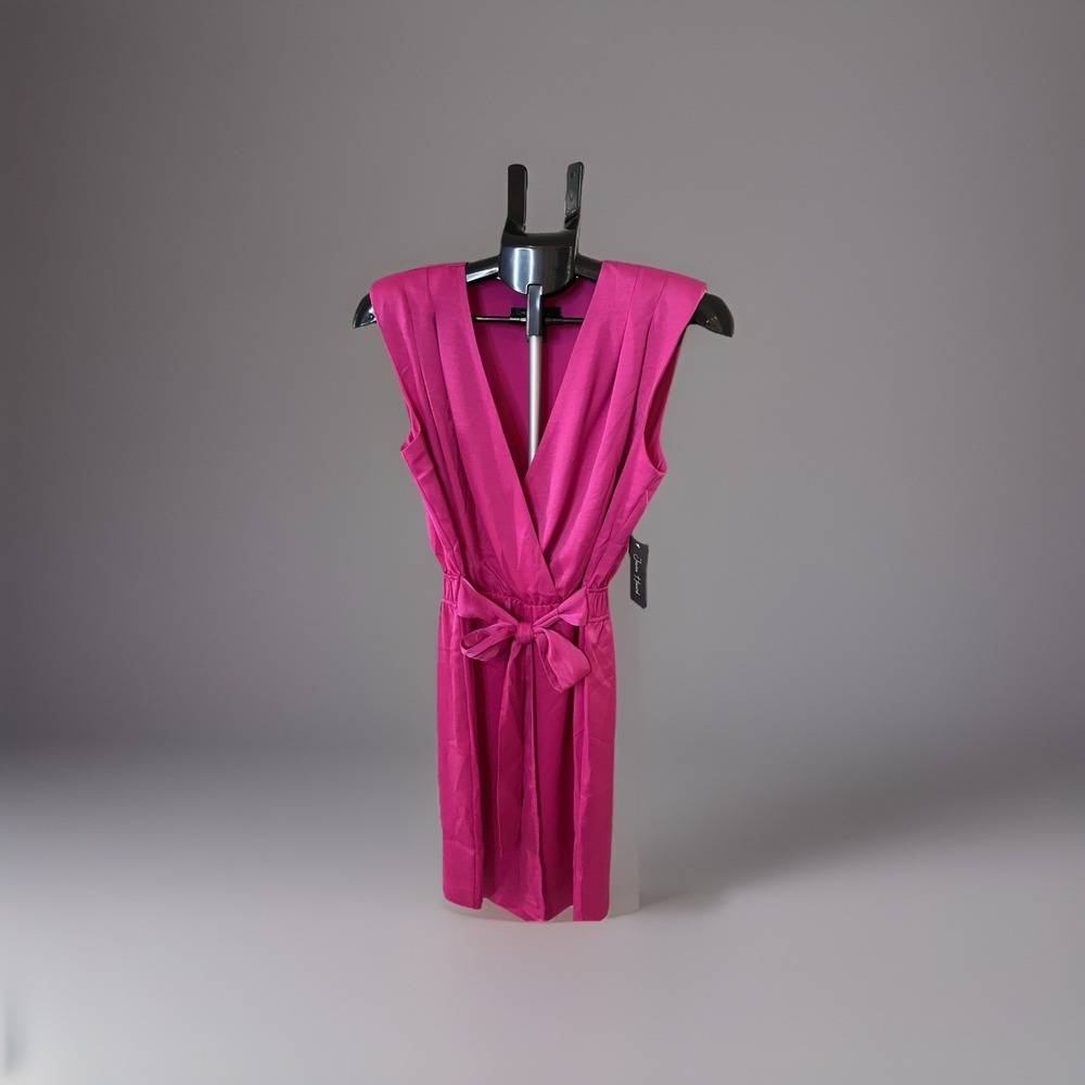 Jessica Howard‎ Pink Sleeveless Padded Shoulder Belted Sheath Dress Size 8 NWT